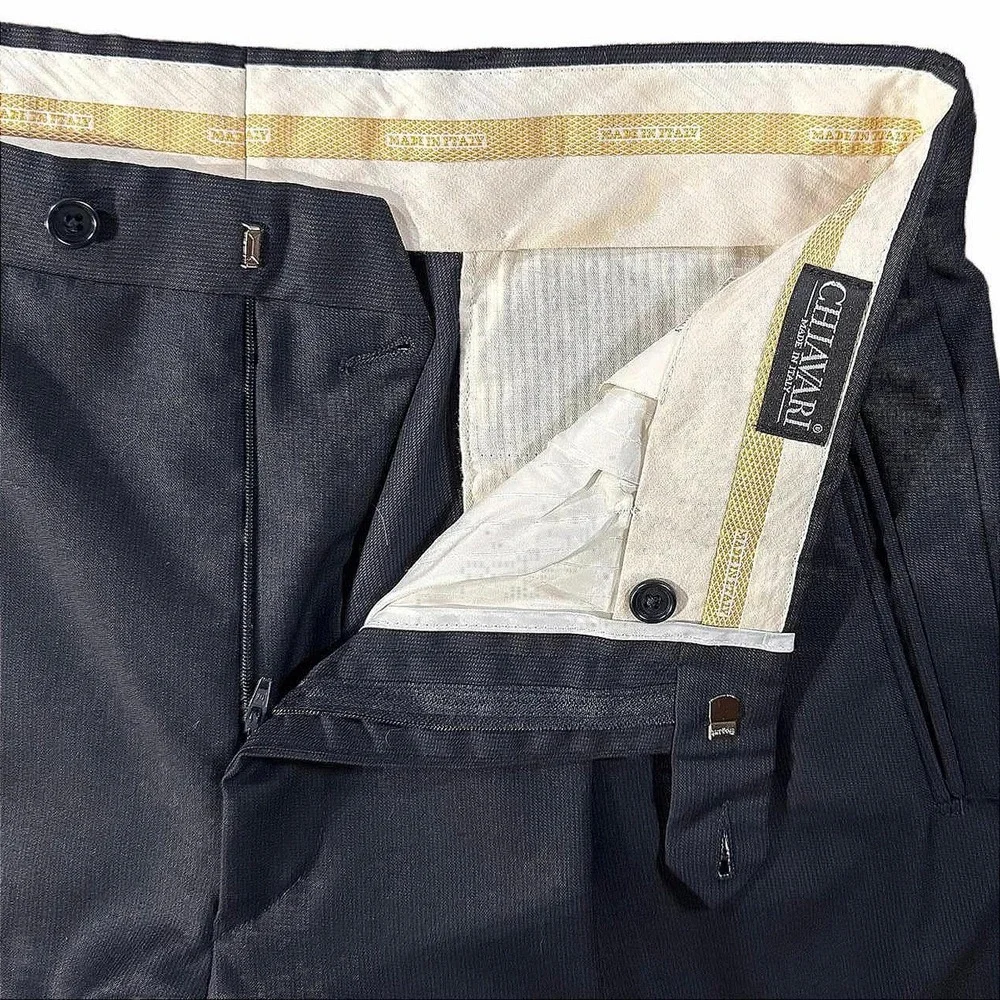 Chiavari Italian Wool Men's Trousers Rayon Lining ~34x31 Pleat Front Cuffs Pants